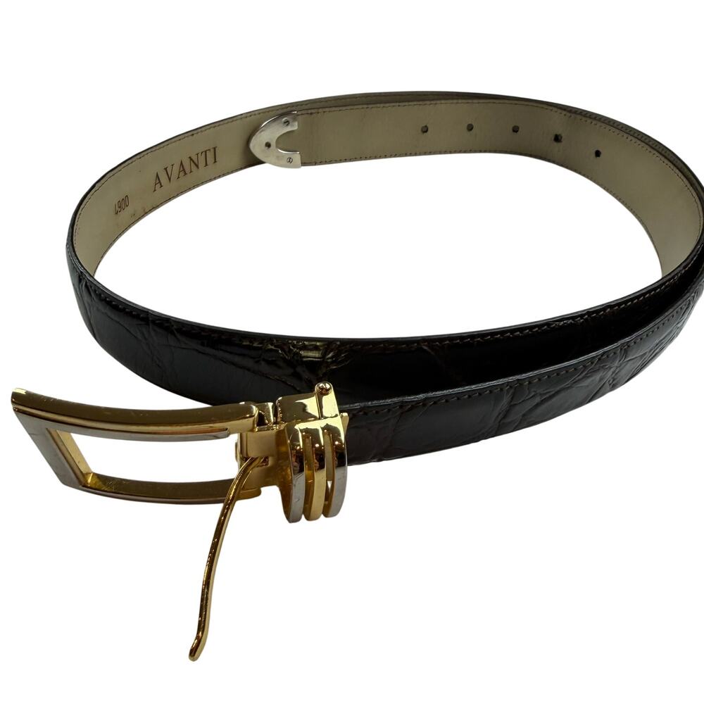 Avanti Black Crocodile Leather Belt Size 42 Italy